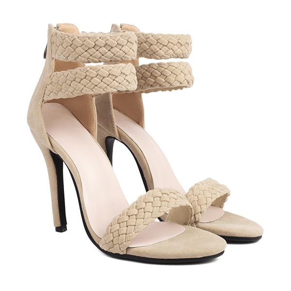 

Коричневые бежевые женские босоножки на высоком каблуке, большой размер 48 44 бежевый