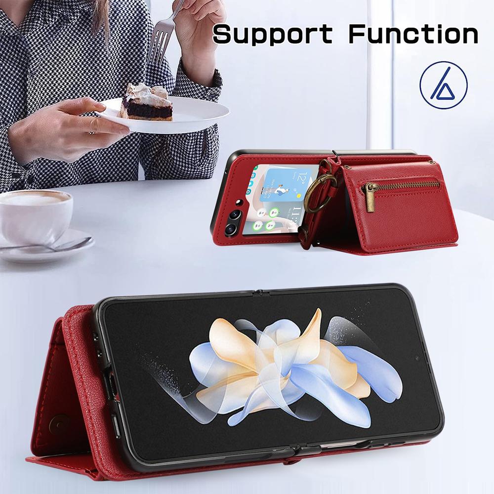 Crossbody Leather Purse Case For Samsung Galaxy Z Flip7 FE Flip6 Flip5 Flip4 Flip3 Wallet Case Kickstand Cover Cash Cards Bag