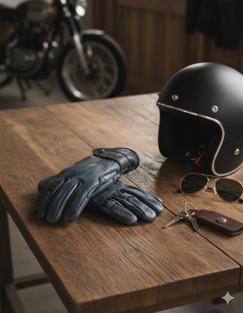 Guantes de Cuero Anilina Envejecido para Hombre Marrón Vintage Clásico Guantes de Moda para Motocicleta Piel de Vaca