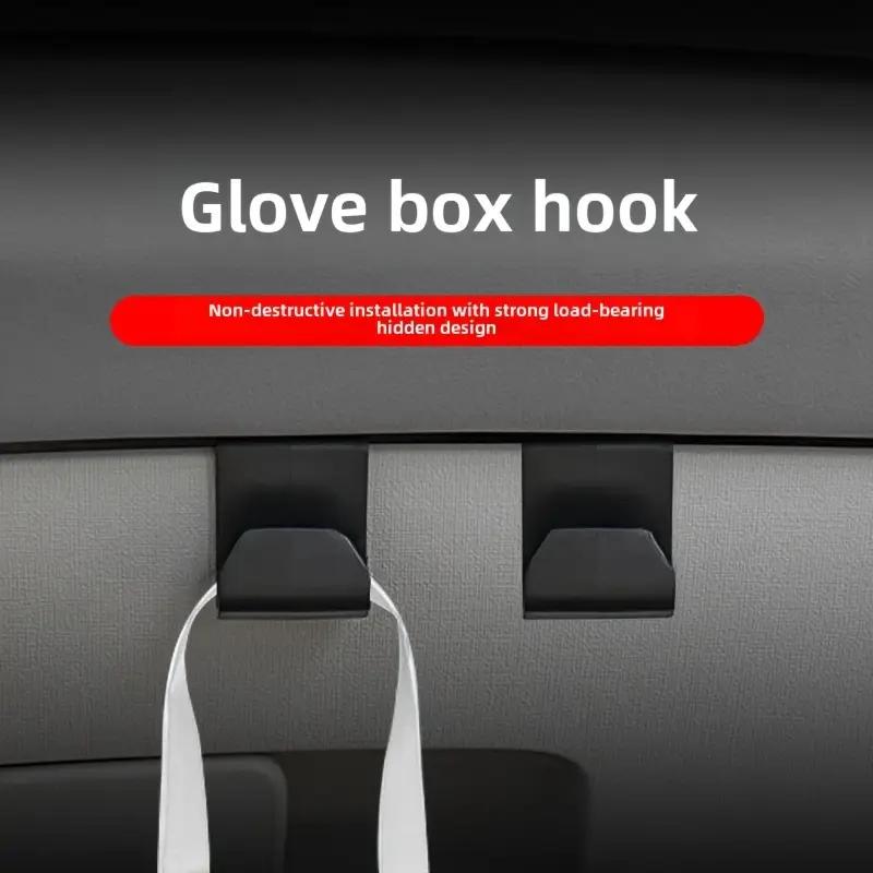 2 Streamlined Car Storage Hooks Compact Wall Mounted Glove Box and Interior Accessories Organizer Durable Plastic