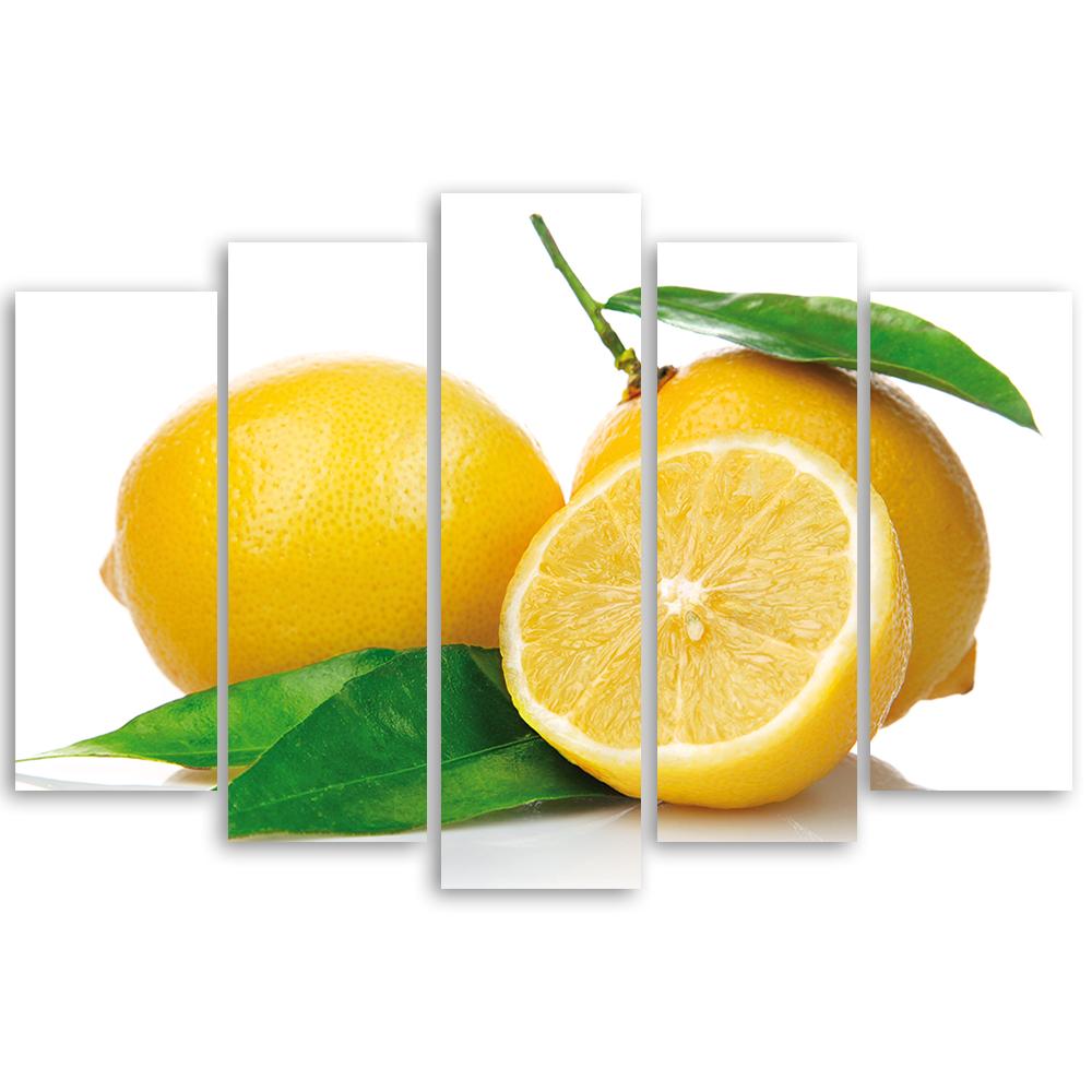 Five Piece Picture Canvas Print Fruits Lemons
