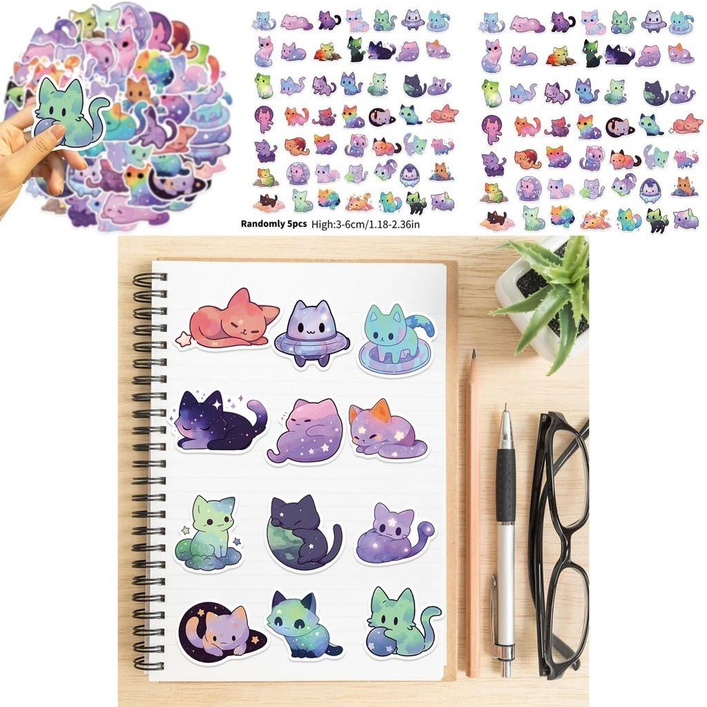 Colorful Starry Sky Cat Graffiti Stickers Decor For Guitar Notebook Luggage Diy Waterproof Decals Wholesale
