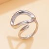 Stainless Steel Hollow Geometric Open Ring for Women with Irregular Thick Lines