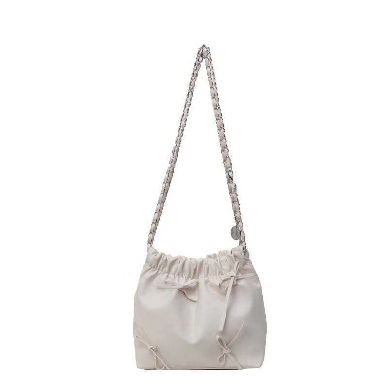 Stylish 2024 New Spring Shoulder Crossbody Bag Black Pu Street Fashion Bucket Bag