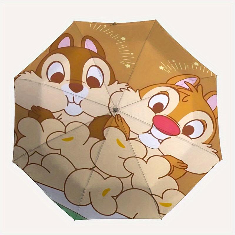 

1pc Chips&Dale Automatic Umbrella - Cartoon Design, Lightweight & Portable, Travel Umbrella, Durable Canopy a0820005