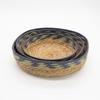 Straw & Seagrass Tray Baskets – Natural Green & Blue- Set of 3