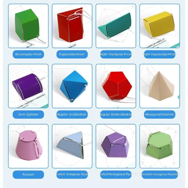 String Closure Geometric Shapes Workbook Foldable Paper Geometry Shapes Math Teaching Tool for Kid Math Educational Toy