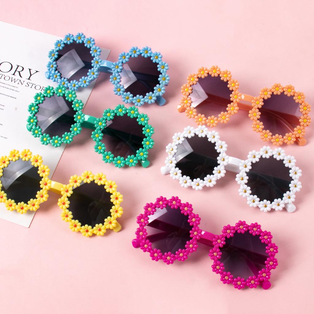 Flower Shaped Sunglasses Round Frame Glasses Daisy Flower Shaped Glasses for Baby Shower Birthday Wedding Outdoor Party Supplies