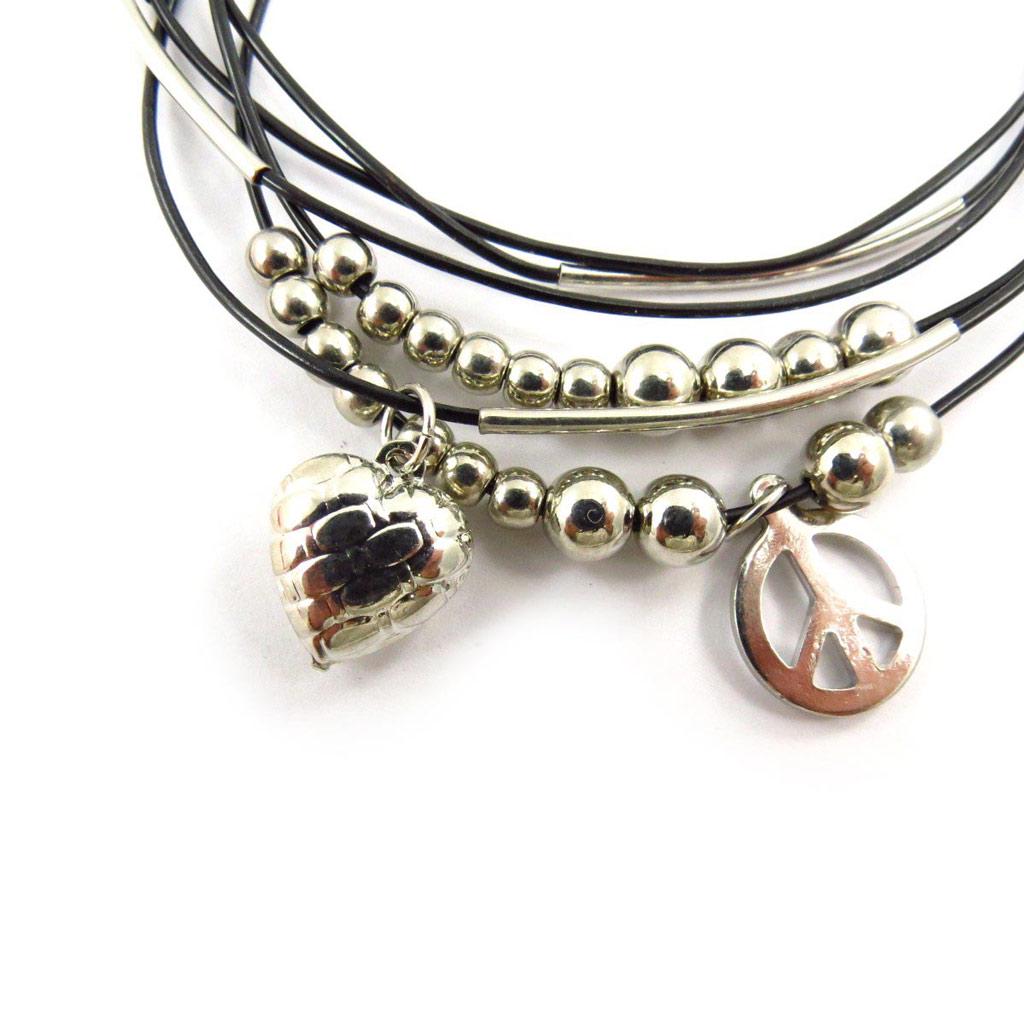 Les Trésors De Lily [J6840] - Bransoletka fantazyjna 'Chorégraphie' czarno-srebrna