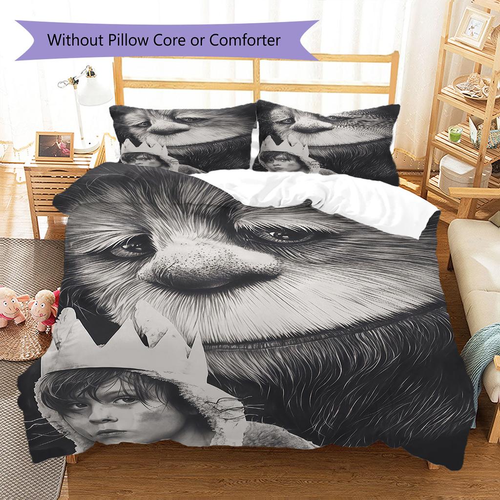 Where the Wild Things Are Pattern Bedding,Quilt Set Quilt Cover Pillowcase Home Birthday Gift(1 * Duvet Cover + 2 * Pillowcase, Without Core)
