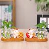 Zhaocai Cat Hydroponic Creative Vase Utensils Vase Living Room Office Desktop Decoration Zhaocai Cat Green Rose Hydroponic