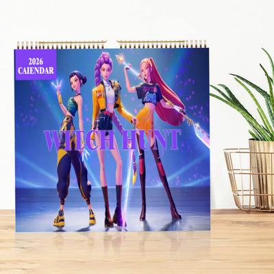 Kpop Dæmonjægere Kalender 2026 Jan. 2026 - Dec. 2026 12-måneders Kalender Spiralbinding Vægkalender til Hjemmekontor