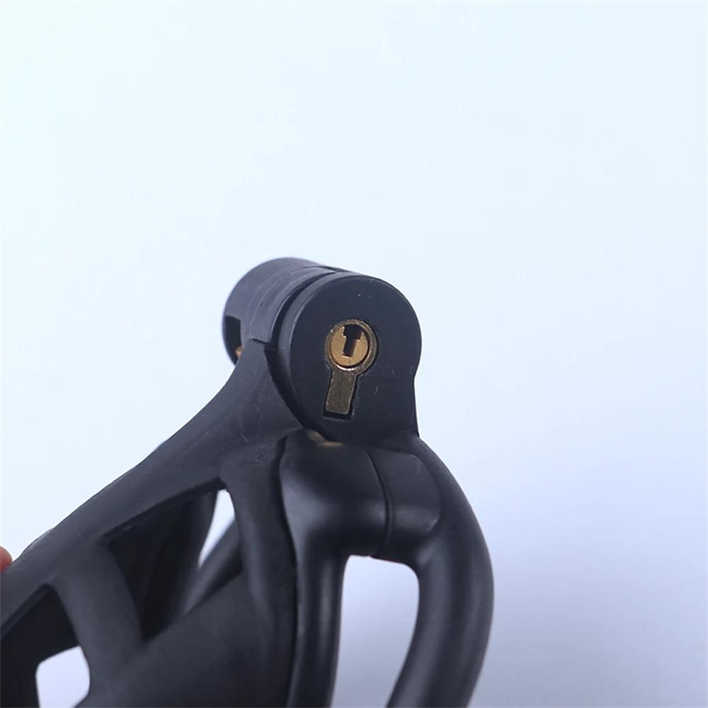 Chastity Men's Lock Chaste Vessel Černá Světlý PVC kroužek na penis Stahovací kroužek Multi Size Cage SM Sex Toys BDSM