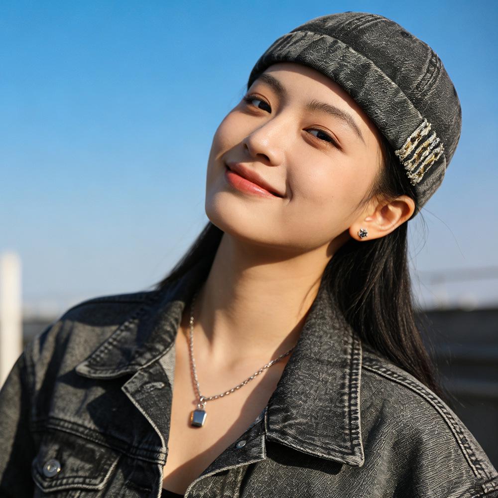 Unisex Distressed Denim Landlord Cap - Trendy Street Style Hipster Hat for Spring and Autumn