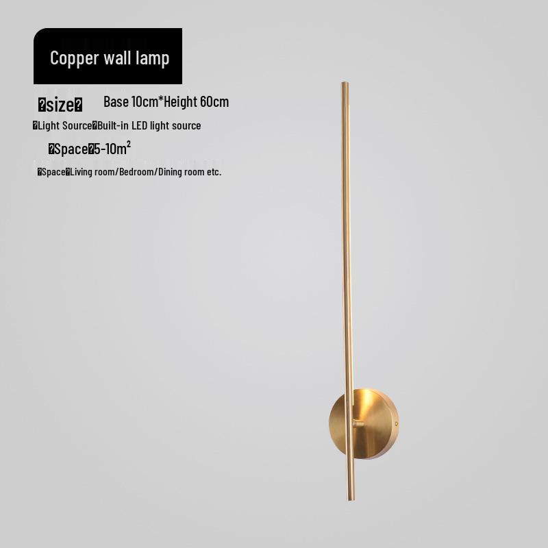 Nordic All-Copper Modern Wall Light for Vanity, Bedside, Living Room, or Aisle.