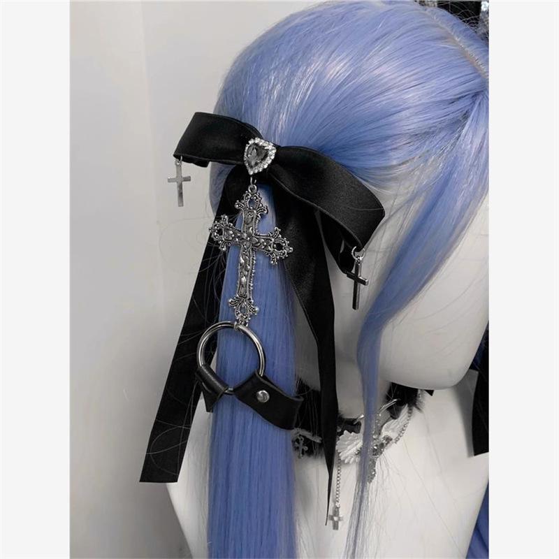 

Subculture Gothic Lolita Lace Hair Bow with Double Clips Blue - 1 piece