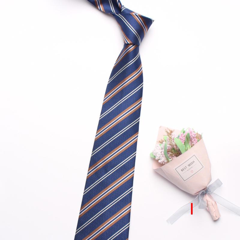 Navy Blue Series Oblique Striped Tie Men'S Business Flower 8Cm Polyester Silk Tie
