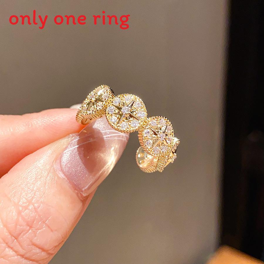 Gold Plated Zircon Open Ring For Women Elegant Hand Accessory Gold