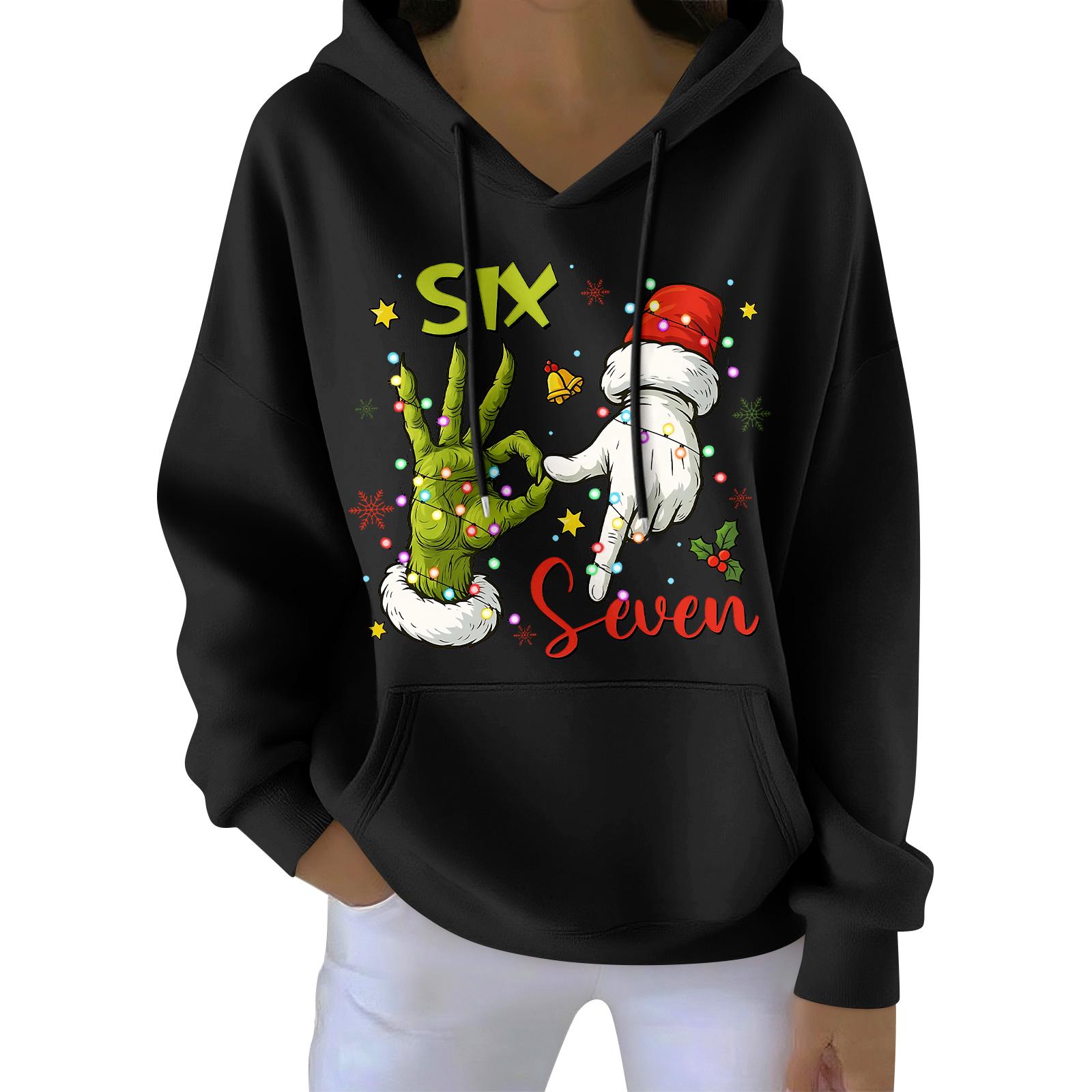 

Women s Fashion Women s Lightweight Long Sleeve Pullover With Pockets Preppy Graphic Hoodie M чёрный