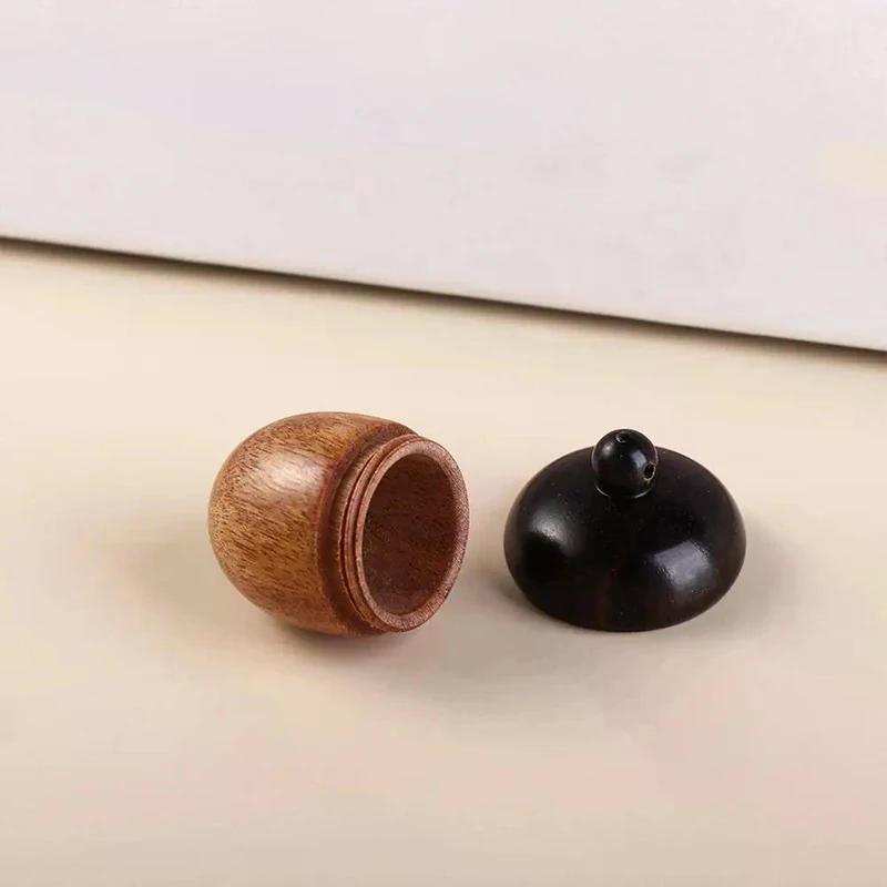 1/2PCS Mini Sandalwood Pill Boxes Portable Granule Storage Box Rescue Tablets Case Small Items Container DIY Acorn Pendants