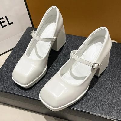New Design White Platform Pumps for Women High Heels Buckle Strap Mary Jane Shoes 2024 Woman Goth Thick Heeled Party Shoe Ladies