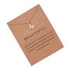 New Trendy Alloy Cute Elegant Pearl Butterfly Elephant Owl Dragonfly Luck Pendant Necklaces with Wish Card for Women Jewelry