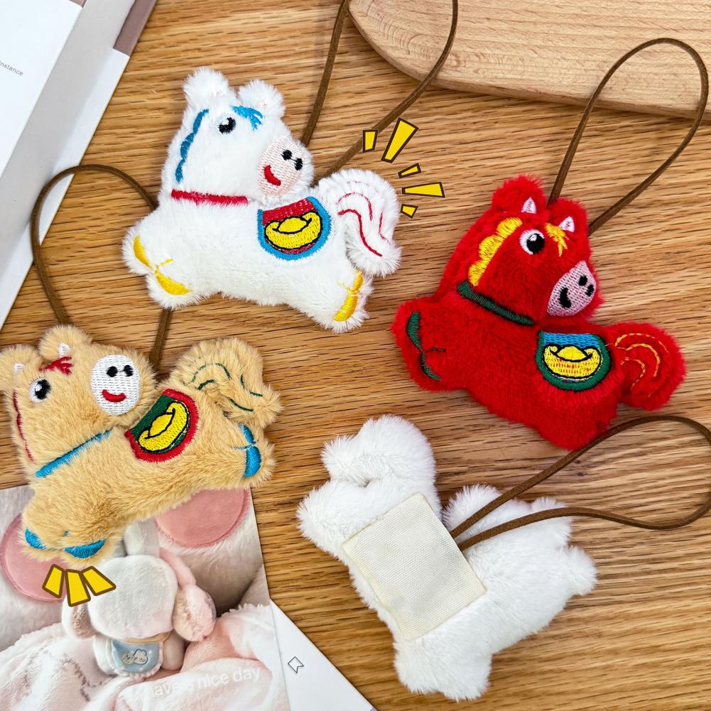 Soft Plush Ornament Horse-shaped Christmas Decoration Plush Horse-shaped Christmas Tree Decoration with Lanyard Festive Holiday