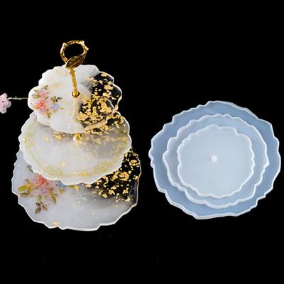 3-stufiger unregelmäßiger Obstteller-Untersetzer zum Selbermachen, Epoxid-Silikon-Gussform, Halter, Ständer