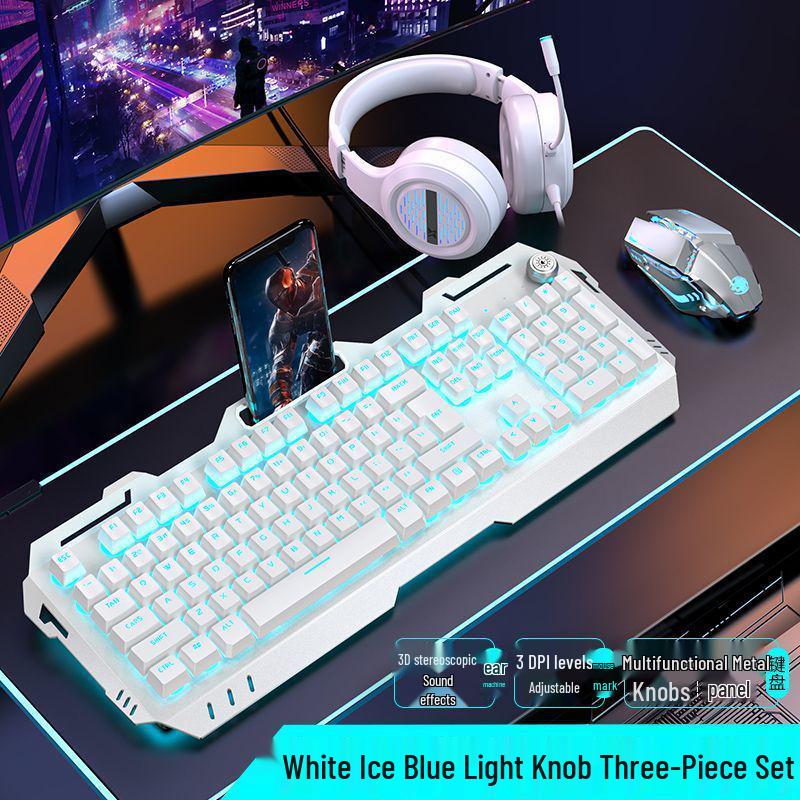 Pioneer 810 Gaming Set: Mechanical Feel Keyboard, Mouse, Headset with Knob