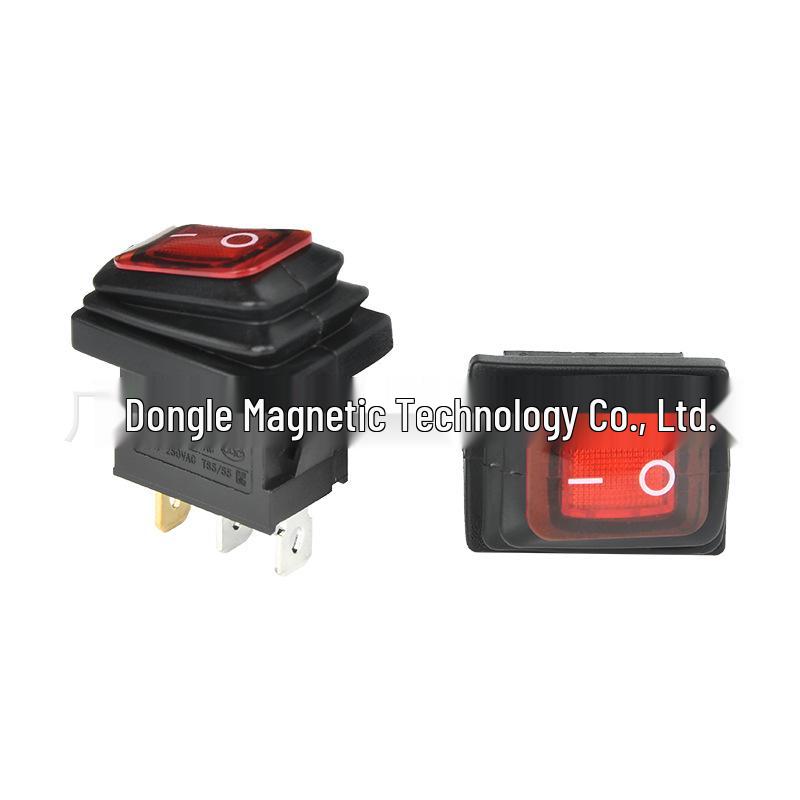 LECI Waterproof 3-Pin Red Rocker Switch, 2 Positions, 6A 250V with High-Power Light