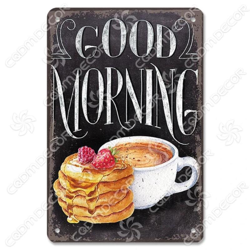 Eat Breakfast at Night Funny Sign, Kitchen Wall Decor Metal Plaque 20x30cm
