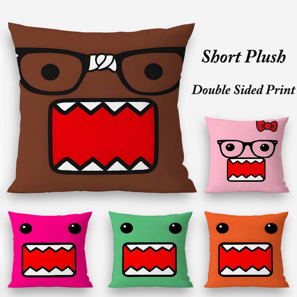Cool Cute D-Domo KunS Face Pillow Case Soft Plush Fabric Double Sided Print Decorative Home Living Room Gift Cushion