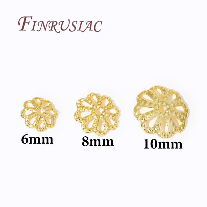 14K/18K Gold Plated Filigree Beads Caps Supplies For Jewelry,Brass Metal Bead Caps Findings,DIY Necklace/Bracelets Accessories