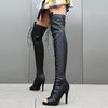 Black High Women Heels Soft Peep Toe Boots Stilettos Jazz Dance Over the Knee Shoes for Latin Dancing Big Size 44