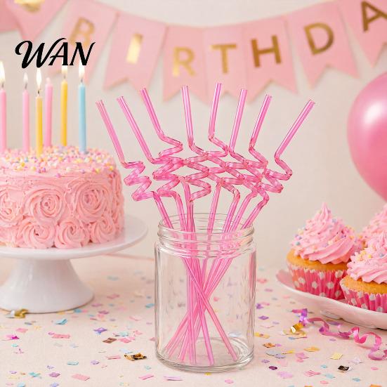 Creative Plastic Straws 10PCS Spiral Straws, Colorful Twisted Translucent Drinking Food-Grade Party PETG Reusable Drink Accessories for Cocktails