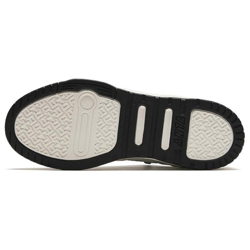 Anta Anti-Slip Wear-Resistant Breathable Height Increasing Low-Top Skateboard Shoes Men's White Black Sneakers 912428002-1