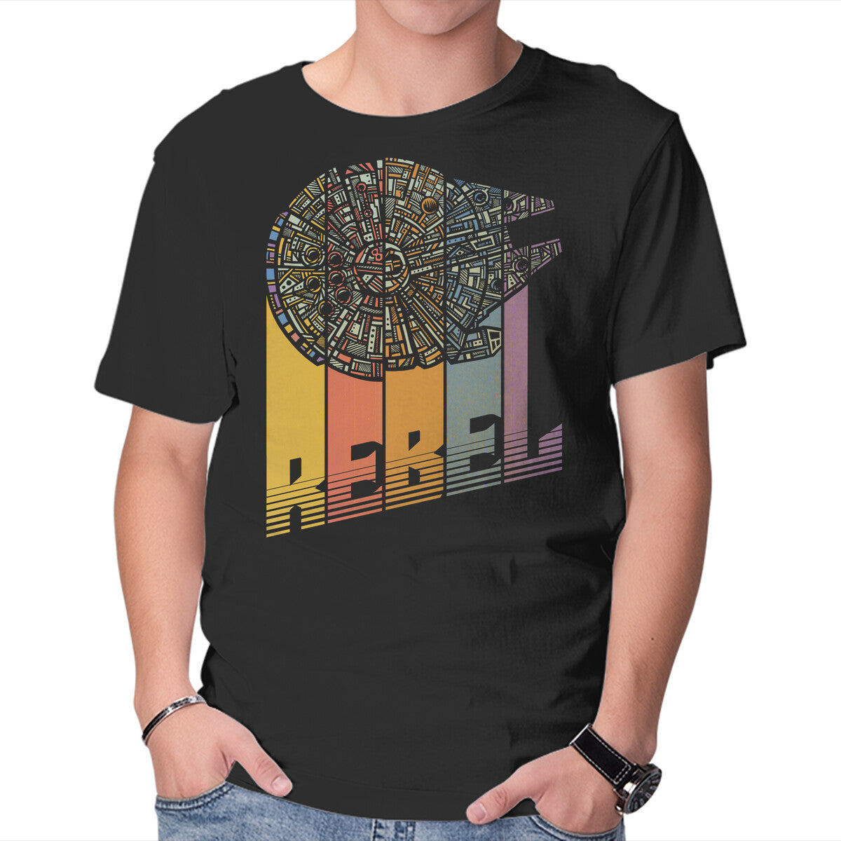Unisex Crew Neck T-Shirt Rainbow Falcon Graphic Short Sleeve Casual Tee XXL