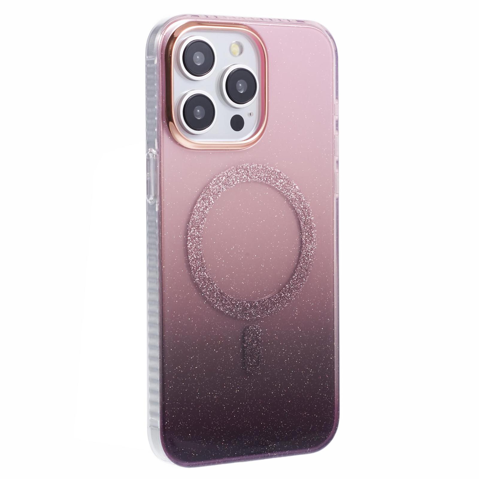 

For iPhone 12/12 Pro Case Compatible with MagSafe Glitter Gradient TPU+Acrylic Slim Phone Case Pink