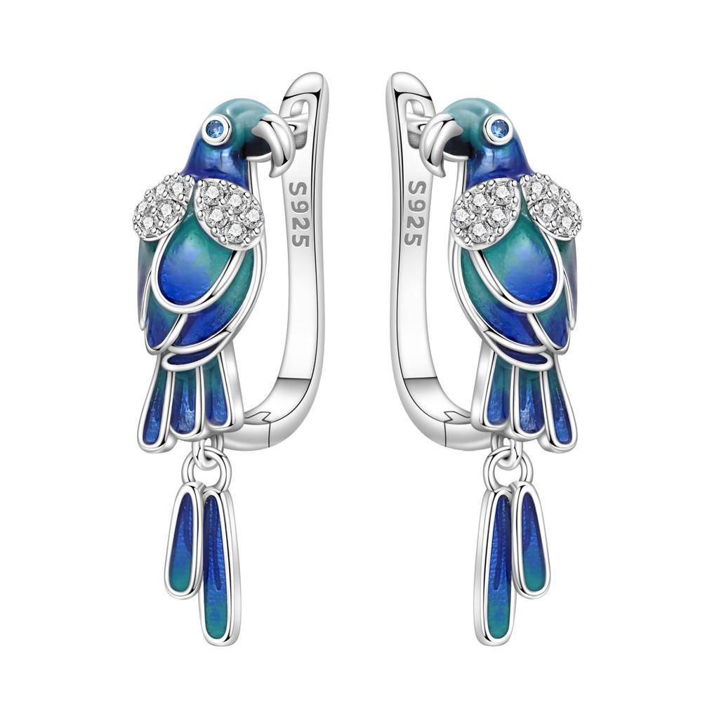 Orstarry 925 Silver Blue Purple Bird Drop Earrings Women Earrings Charm Fashion Birthday Party Jewelry Fine Gift Aretes
