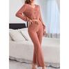 Women Casual Long Sleeve Button Pajama Set Long Pants Home Loungewear European Style