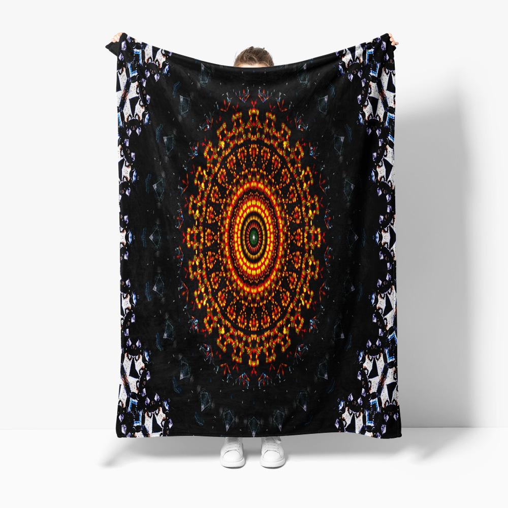 Colorful Mandala Round Dot Print Blanket Soft Fleece Throw Bed Sofa Cover Gift