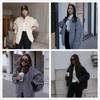 Women's Autumn/Winter Solid Color Stand-Up Collar Long Sleeve Coat with Double Large Pockets
