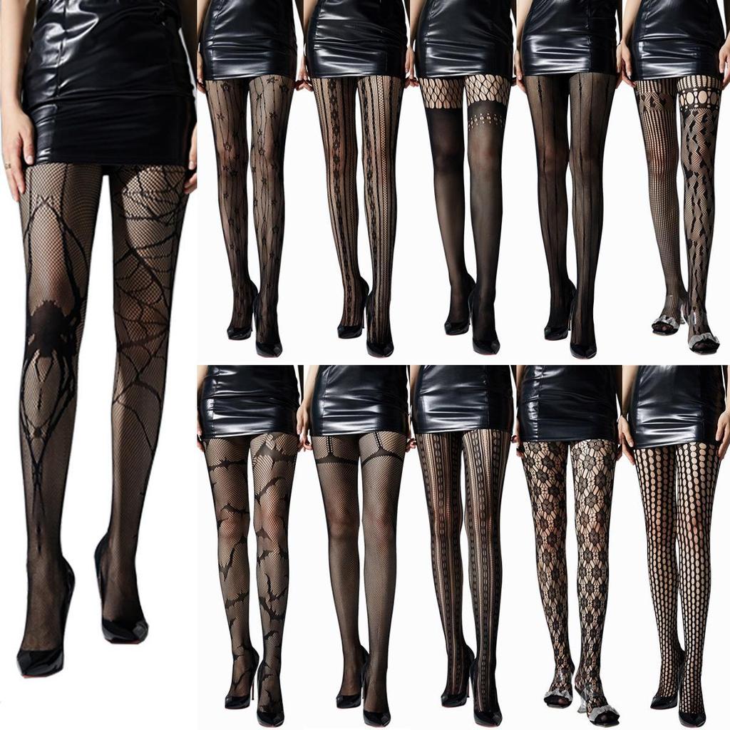 "Gothic Spider Web Jacquard Stockings - Halloween Style"