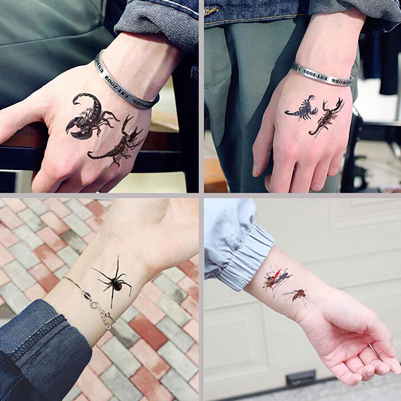 3D Spider Scorpion Temporary Tattoo Stickers Halloween Fake Tattoo Body Art