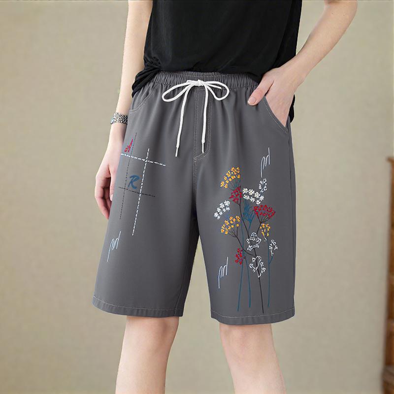 ZANZEA Women Casual Elastic Waist Drawstring Summer Print Short Pants