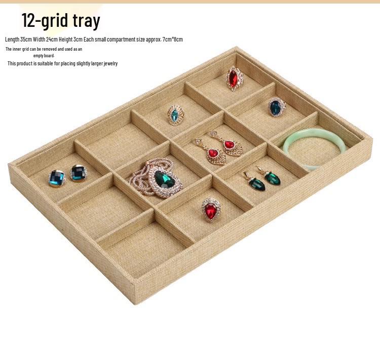 Jewelry Display Tray with Cross Ring Storage for Bracelets & Earrings
