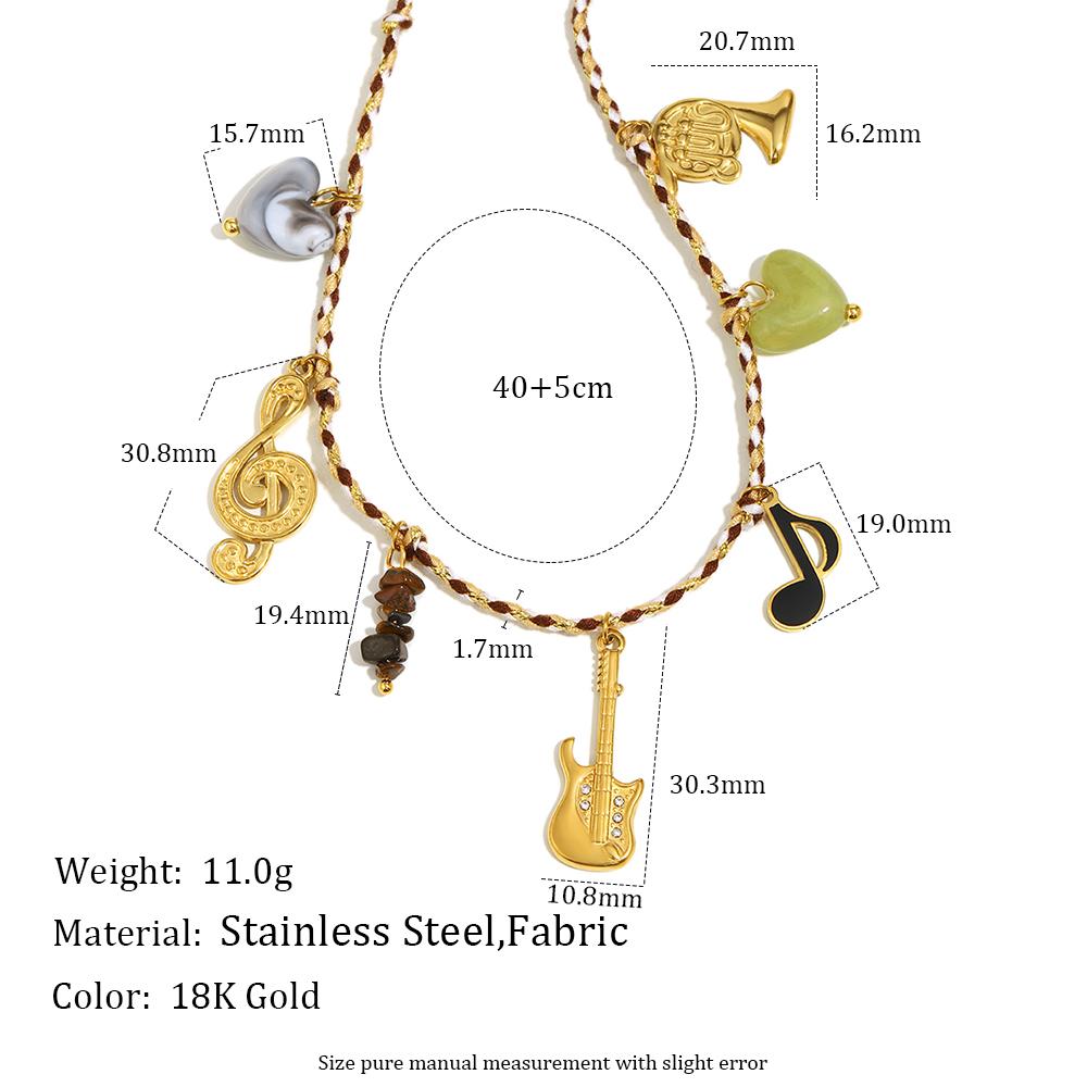 

MamacitaSlay 316L Stainless Steel Guitar Leopard Head Pendant Necklace Waterproof Neck Jewelry Women s 18K Gold Plated Necklace
