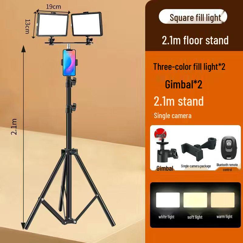 Dual Light No-Shadow Phone Stand: Live Stream Selfie Fill Light for Desktop & Professional Food Photography.
