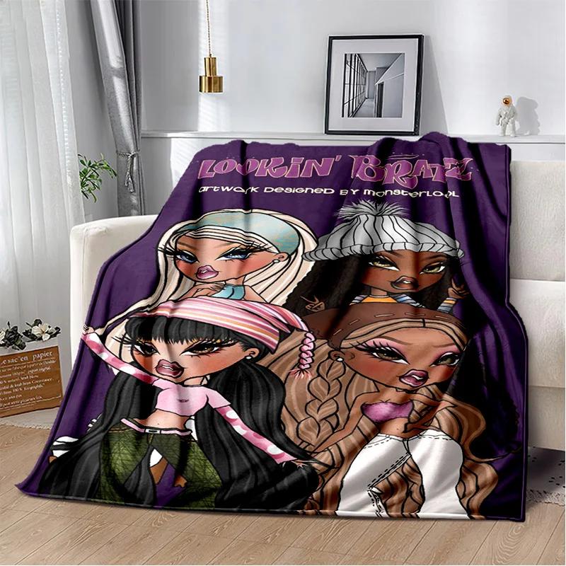 

Bratz Cartoon D Printed Girls Blanket Soft Flannel Throw for Bedroom Sofa Picnic Office Hiking Kids Gift Home Textile 40x50in