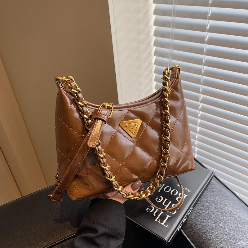Rhombus Chain Armpit Bag 2025 Winter New Casual Shoulder Bag High-end Versatile Women's Bag